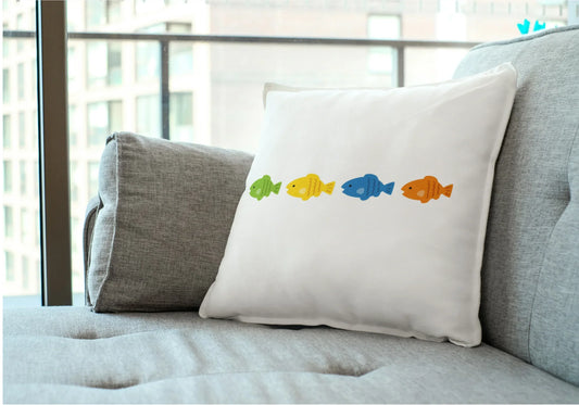 Sommerliches Kissen mit Fischmuster - Dekoratives Kissen für Zuhause - Schönes schenken