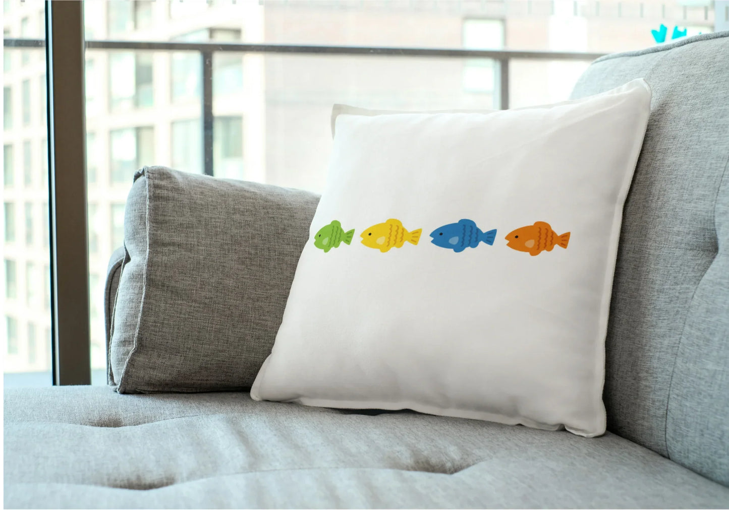 Sommerliches Kissen mit Fischmuster - Dekoratives Kissen für Zuhause - Schönes schenken