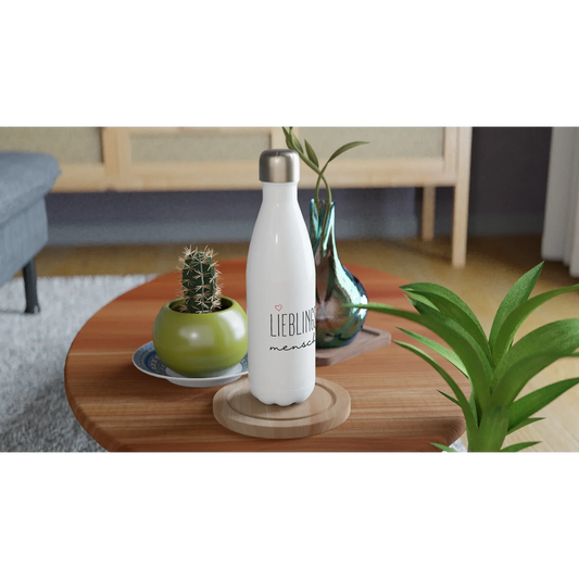 Lieblings Mensch,Weiße 500 ml Edelstahl-Wasserflasche, mit persönlichen Namen - Schönes schenken