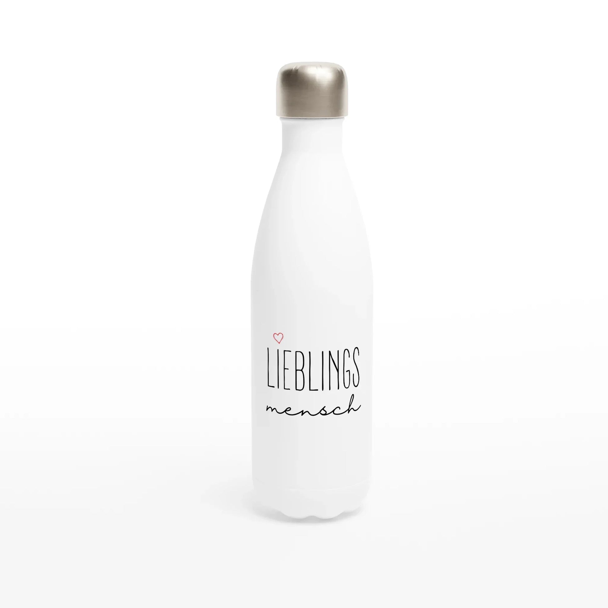 Lieblings Mensch,Weiße 500 ml Edelstahl-Wasserflasche, mit persönlichen Namen - Schönes schenken