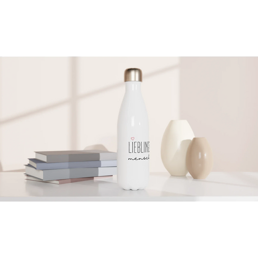 Lieblings Mensch,Weiße 500 ml Edelstahl-Wasserflasche, mit persönlichen Namen - Schönes schenken
